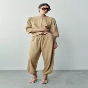 [정품] 자라 ZARA 콤비네이션 조거 팬츠 - 샌드 0264/708/704