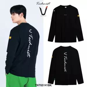 테크니스트 티셔츠 배드민턴 긴팔 상의 코튼라이크 오버핏 블랙 TNT65141BK 남성 여성 남녀공용