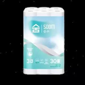 [하프클럽/셀러허브]100％ 천연펄프 무형광 숨 순수 3겹 20m 30롤화장지 휴지