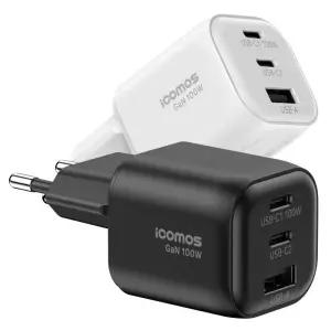 아이코모스 PD 3.2 100W AVS GAN 3포트 멀티 초고속 미니 충전기 HC01-2C1A