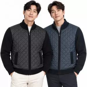 남성 겨울 하이브리드 퀼팅 니트 집업 골프 자켓 VIJD4327