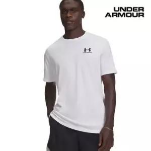 남성 UA 레프트 체스트 로고 라운드 반팔 티셔츠 1326799-100