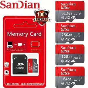고속 마이크로 SD 카드 64GB 128GB 512GB U3 V30 A2 스마트폰 태블릿