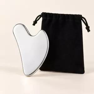 하트 미니 괄사 스테인리스 얼굴 목 어깨 마사지 도구 휴대용 검정 파우치 세트 5cm 8cm