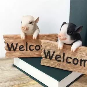 장식용 동물 인형 귀여운 풍수지리 오브제 웰컴 돼지 장식 소품 선반 조형물 장식품 마블 행운 들어오는