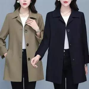 엄마옷마담4060 칼라 캐주얼 무지 트렌치코트 단추 여성코트 봄가을 베이직 패션 자켓