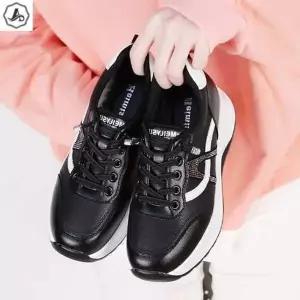 [애슬릿] 키높이 스니커즈 소가죽 빅사이즈 큐빅 라인 통굽 5cm