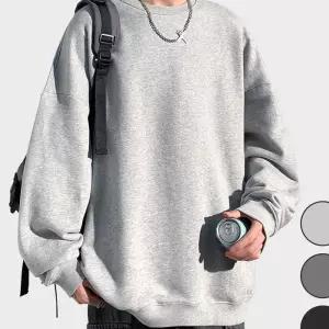 기본핏 무지 맨투맨 남성 데일리 긴팔 라운드티 티셔츠 Z-WCDCD91 그레이 95