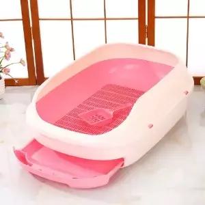 반밀폐형 이중 서랍 고양이 화장실 활동적인 위한 대형 그리드 변기 흔적 방지 및 냄새 제어 간편 세척
