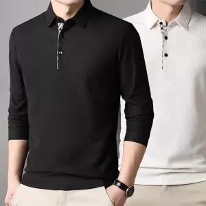 남성 가을 환절기 간절기 댄디 와플 긴팔 카라 티셔츠 4컬러