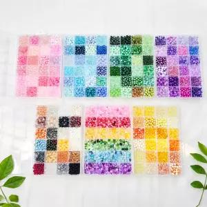 24칸 유리구슬 6mm 혼합구슬 1200pcs 크렉무늬 크리스탈