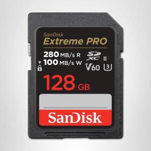 샌디스크 128GB 익스트림 프로 SDXC UHS-II 메모리 카드 - C10 U3 V60 6K 4K UHD SD SDSDXEP-128G-GN4IN