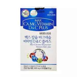 비타민스토리 맥스 칼슘 마그네슘 비타민 D 앤 C 플러스 600mg x 120캡슐 2개