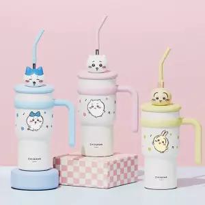 미니소 먼작귀 치이카와 스탠 피규어 700ml 빨대 핸들 텀블러