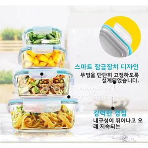 유리 도시락 식품 보관 용기, 식사 준비, 밀폐 상자, 전자레인지, 오븐, 냉동고 및 식기세척기용, BPA 프