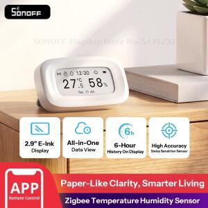 SONOFF SNZB-02UL E-Ink Zigbee 3.0 온도 및 습도 센서는 시간  날짜  날씨 정보를 표시하며  Alexa와 연동