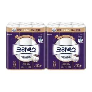 크리넥스 천연펄프 3겹 데코앤소프트 37m 24롤 2개