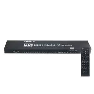 16채널 화면 분배기 16포트 4K 30Hz HDMI 멀티뷰어 17가지 레이아웃 모드 리모컨 조작 회사 보안 방송국 분