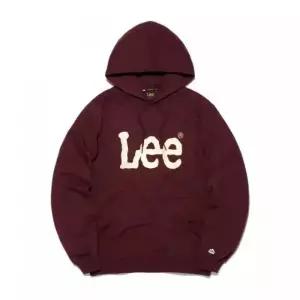 LEE 빅 트위치 로고 후드 티셔츠 버건디 456205