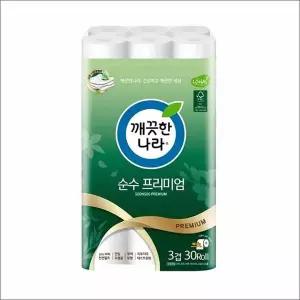 [하프클럽/오티마트]순수 무향 33m 30롤 무형광 화장지 깨끗한나라