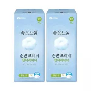 좋은느낌 순면프레쉬 팬티라이너 일반 75매, 2개