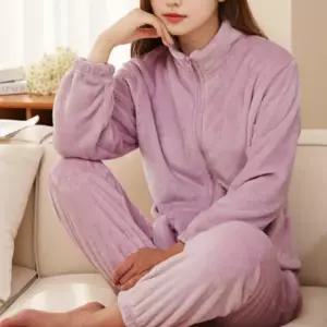 밍크 바지 후리스 잠옷 극세사 홈웨어 수면 수면 여성 세트
