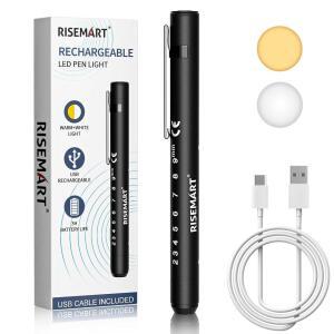 간호사용 RISEMART 충전식 펜 라이트 LED 휴대용 의료용 의사 응급실 간호 학생 따뜻하고 시원한 화이트 블랙1