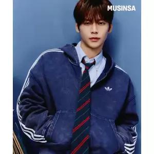 10월 26일 배송 ADIDAS 아디다스 RIIZE 은석 착용 워시드 후드 집업 나이트인디고 / LC8292
