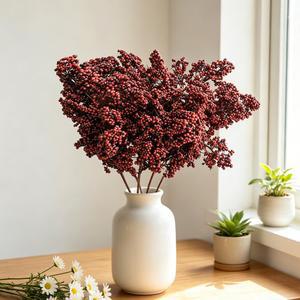 인공 삼나무 가지 식물 윈터베리 웨딩 화환 신부 부케 축제 홈룸 꽃병 야외 마당 분재 DIY 선물