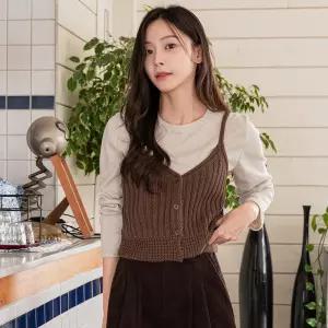[캔마트] 프론트 버튼 니트 뷔스티에
