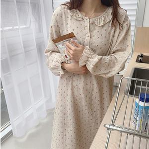 거즈면 프릴카라 체리프린팅 원피스 파자마 Y207