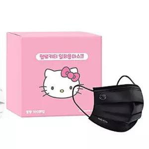 헬로키티 마스크 일회용 중형 캐릭터 블랙 100매 9939