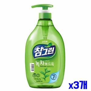 뽀드득 참그린 녹차 1종 주방세제 1kg x3개 (WF7CE92)