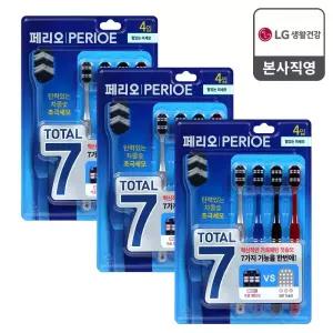 페리오 토탈7 칫솔 힘있는미세모 4개입 3개 (12개)