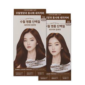 수월 명품 단백질 새치커버 염색약 5S 자연갈색(2개)