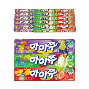 크라운 마이쮸 스틱 44g 3종 세트 (총 45개 / 딸기 15개+포도 15개+사과 15개)