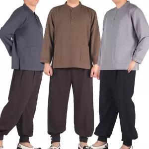 MM265 찰랑찰랑 구김없는 싸개단추 티셔츠+바지세트 봄가을 남자 생활한복 남성 개량힌복