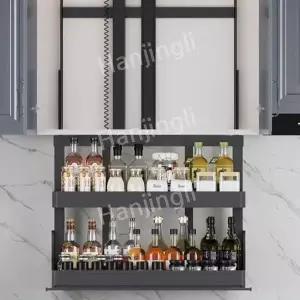 풀다운 주방 캐비닛 터치 음성 제어 전기 지능형 리프팅 바구니 기계 벽 조미료 업소용