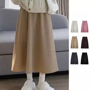 코듀로이 플레어 롱스커트 6color 겨울 A라인 골덴 롱치마 허리 밴딩 기모 골지 치마