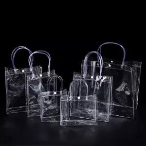 PVC 투명 쇼핑백 (정사각타입) 선물 답례품 포장 구디백 비닐백 손잡이 가방 꽃 화분 간식 가방