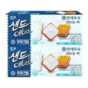 해태 샌드에이스 우유크림 51g 2개 연세우유 개별포장 간식
