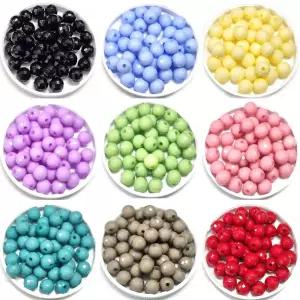 Bead 아크릴 팔찌구슬 8mm 민자각볼 비즈 120알 한팩, 컬러선택