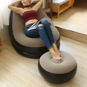 야외 에어 소파 휴대용 여행용 접이식 1인용 에어 소파 자취방 간이 침대 인체공학 에어매트 에어쿠션
