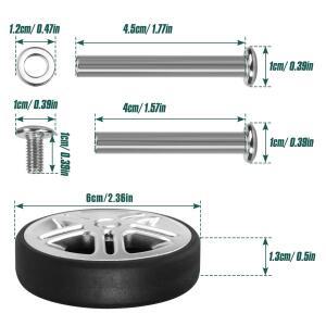 8Pcs 실버 수하물 휠 교체 나사 여행 바퀴 가방 부품 60mm 액슬 캐스터 수리