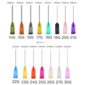 호환 100Pcs 25mm 플라스틱 강철 접착제 디스펜싱 니들 블런트 팁  액체 잉크 리필용 루어락 주사기