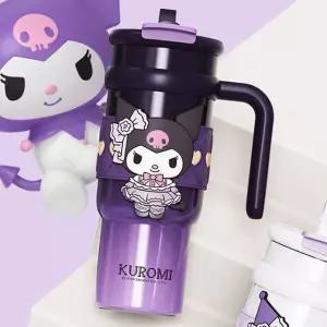 산리오 쿠로미 딥퍼플 대용량 투톤 텀블러 900ml / 대용량 핸들 스텐 텀블러 보온보냉 캐릭터 컵 식기