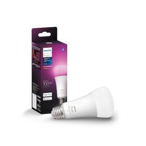필립스 휴 스마트 100W A21 LED 전구 - 흰색 및 색상 분위기 변경 조명 1팩 1600LM E26 실내 HUE 앱으로 제어 ALEXA GOOGLE 어시스턴트 애플호환 홈킷과 함께 작동합니다