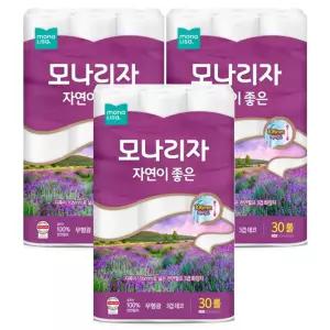 모나리자 자연이좋은 3겹 데코 30M 30롤 화장지 (지폭 106mm) x3개