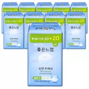 좋은느낌 순면프레쉬 팬티라이너 일반 40개입 10팩 생리대