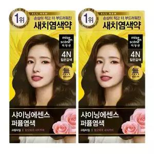 미쟝센 올뉴 샤이닝에센스 4N 짙은갈색 x2 새치커버 크림 염색약